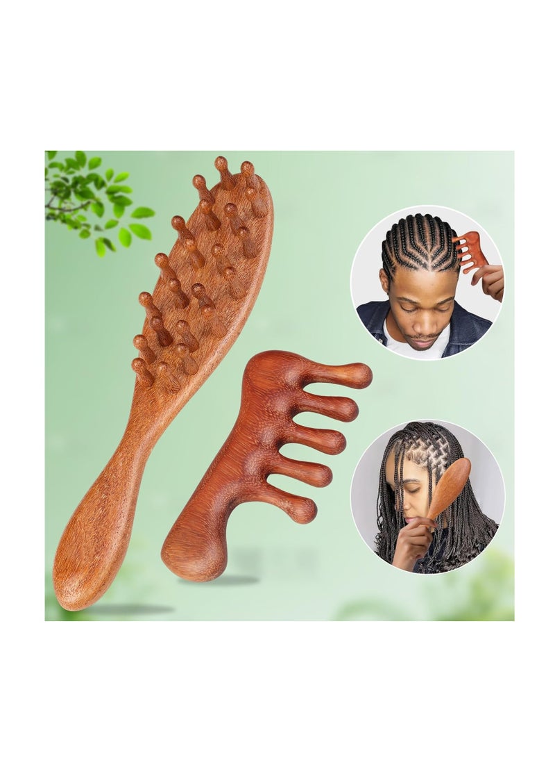general 2 Pack Loc Comb for Sisterlocks, Wooden Scalp Massager for Dreadlocks, Sandalwood Wide Tooth Hair Comb for , Natural  Head Massage Tool for Hair Growth Relaxation Stress - Image 3