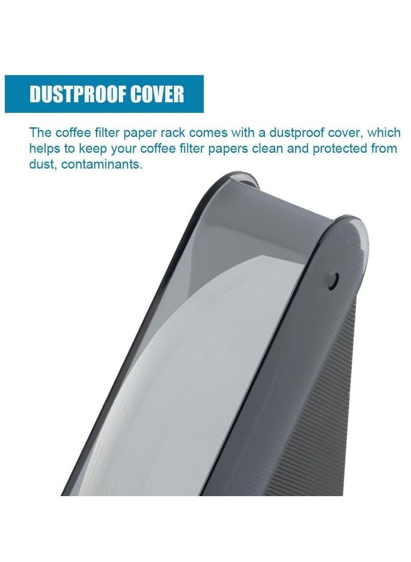 SOLARAE Coffee Filter Paper Holder, Triangle shaped filter box with Dustproof Cover Coffee filter Storage for #1 & #2, V60 & #4 cone-shape fan-shape filters Holder Coffee Bar Accessories decor Black - Image 3