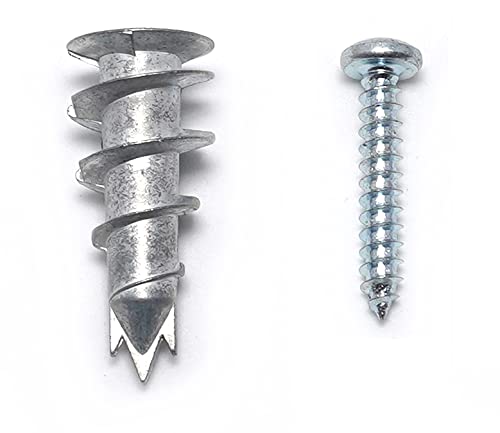 CONFAST Zinc Self-Drilling Metal Drywall Anchors Kit with Screws, 200 Pieces (100 Anchors + 100 Pcs 1" Screws), #8 Wall Anchors for Drywall, Sheetrock, and Hollow-Wall Installation - Image 1