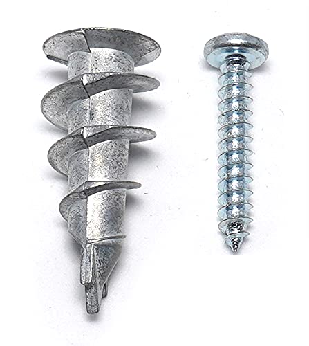 CONFAST Zinc Self-Drilling Metal Drywall Anchors Kit with Screws, 200 Pieces (100 Anchors + 100 Pcs 1" Screws), #8 Wall Anchors for Drywall, Sheetrock, and Hollow-Wall Installation - Image 2