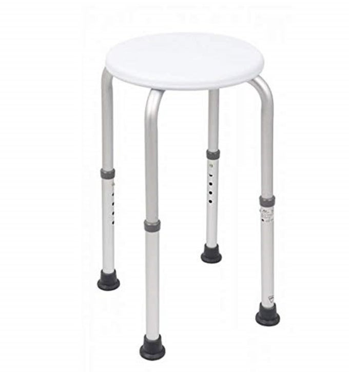 ALUMINIUM SHOWER STOOLS WITH CIRCULAR SEAT 508610 MM PREASSEMBLED ELIGIBLE FOR VAT RELIEF IN THE UK HEIGHT ADJUSTABLE STURDY BATHROOM SEAT FOR ELDERLY DISABLED REDUCE SLIPS FALLS