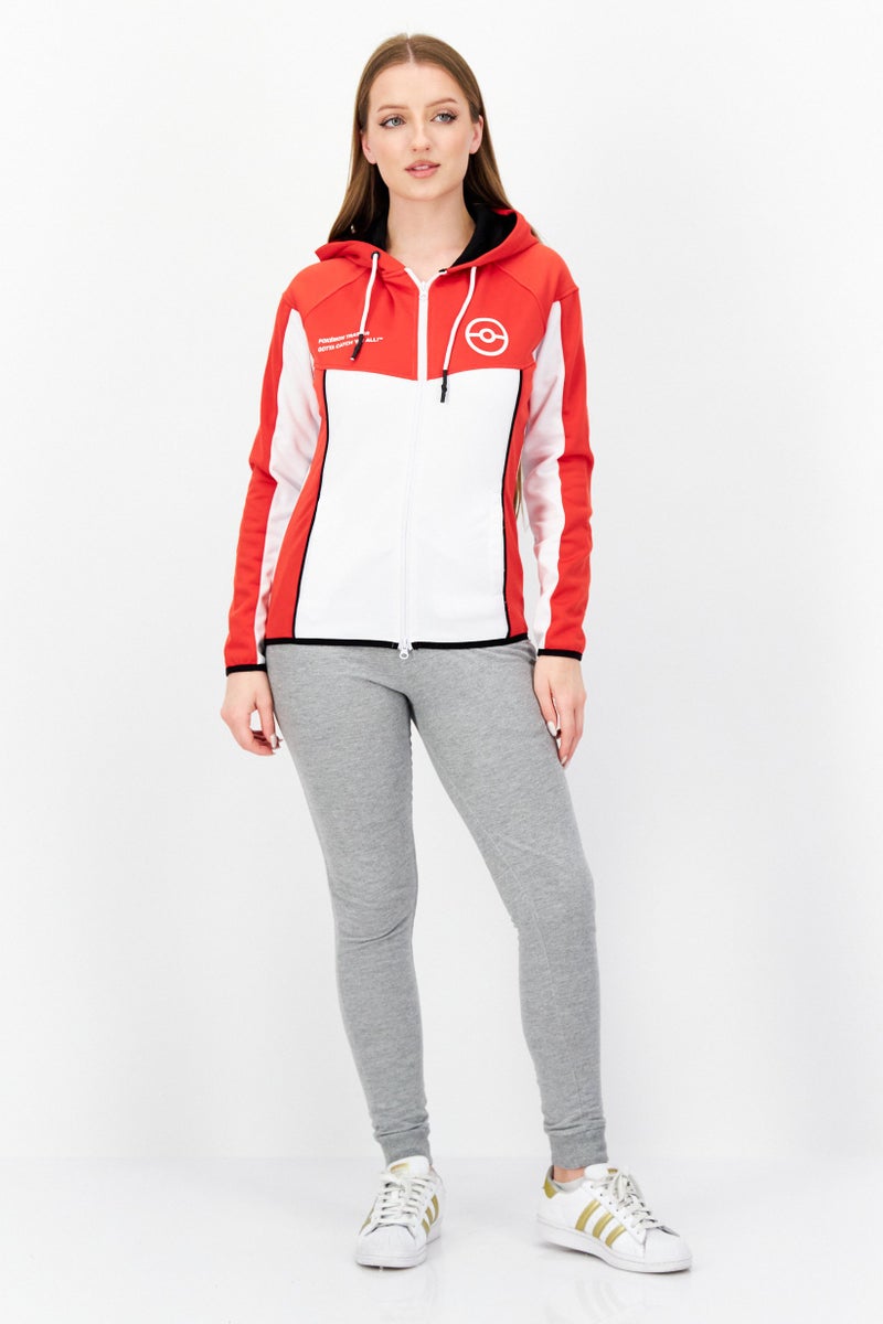 Pokemon Women Sportswear Fit Long Sleeves Technical Trainer Sweatshirt, Red  - Image 3