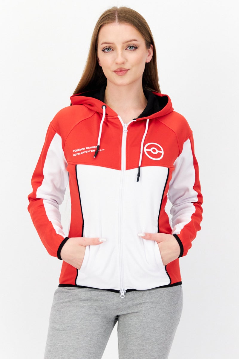 Pokemon Women Sportswear Fit Long Sleeves Technical Trainer Sweatshirt, Red  - Image 1