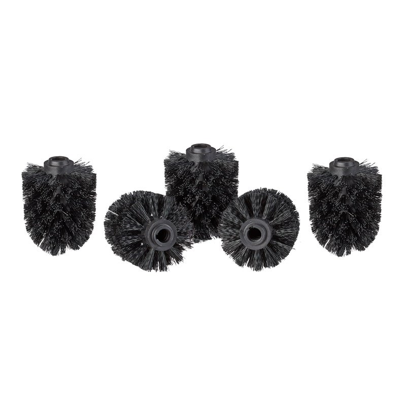 Relaxdays Toilet brush head set of 5 loose toilet brushes with thread 12 mm replacement brush head diameter 8 cm black 8 x 8 x 9 cm