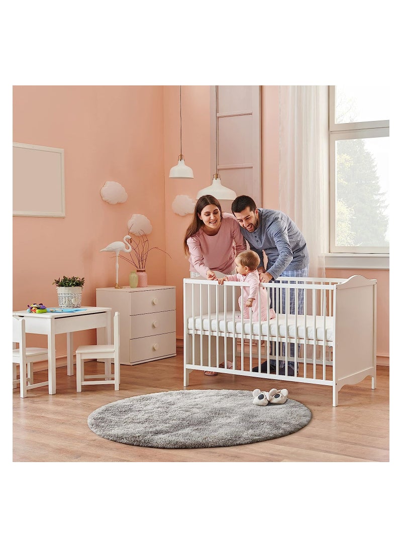 إتش كيو جيمنغ سجادة ناعمة دائرية مصبوغة برباط رمادي فاتح منفوش دائري سجادة لطيفة ضبابية صغيرة قطيفة للأطفال غرفة نوم الأطفال ديكور غرفة الحضانة - Image 5