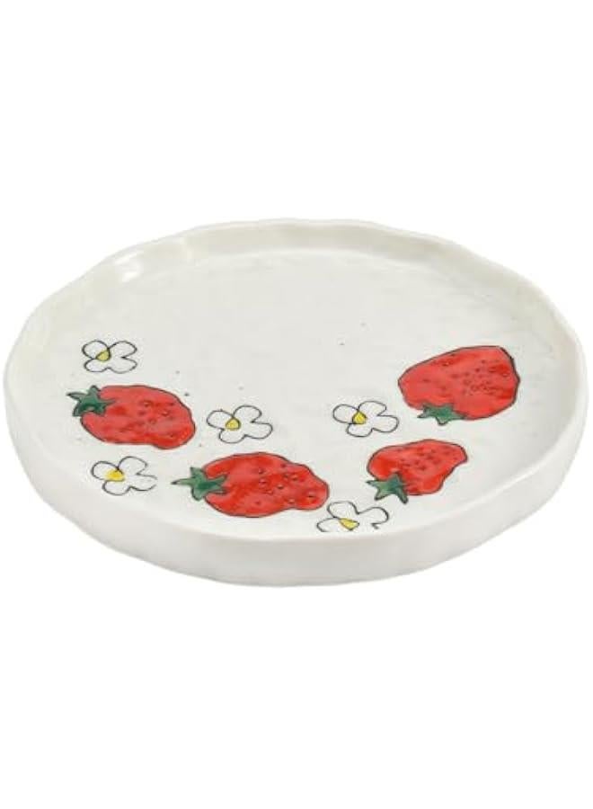 Ceramic Dinner Plate, Cute Strawberry Creative Plates Design, Printed Flowers Dinnerware for Office and Home, Kitchen Plates for Dessert (Strawberry) - Image 1