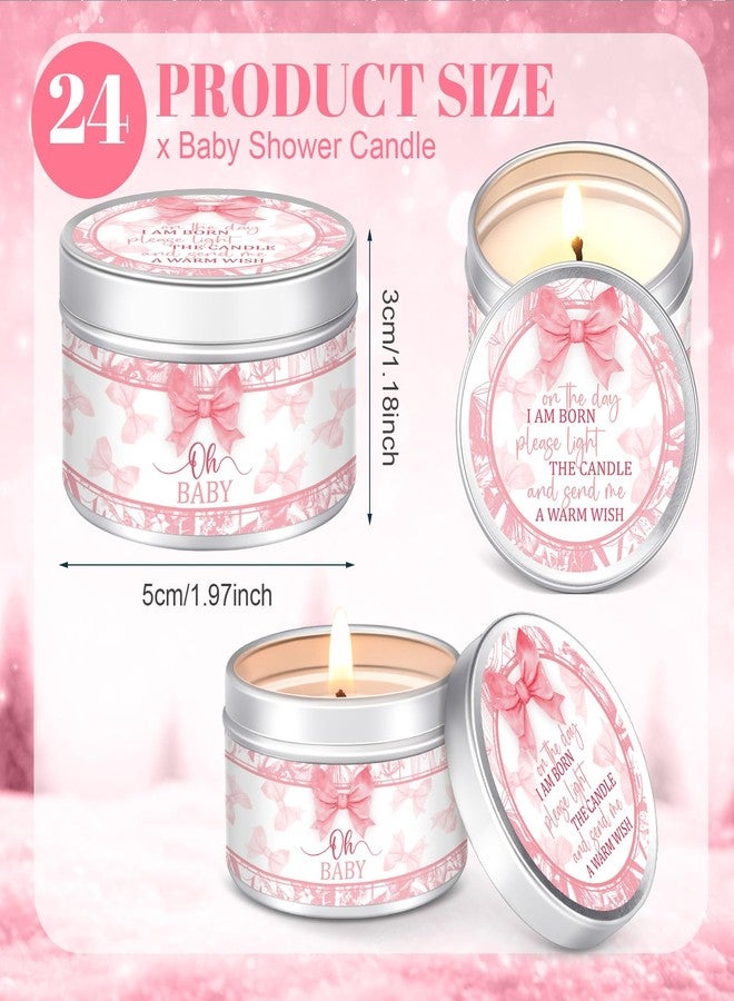MTLEE 24 Pcs Bow Baby Shower Party Favors Candles Lavender Scented Baby Shower Favors for Guests Rustic Tealights Candles Gender Reveal Return Gifts Girl Boy(1.2 Oz, Pink) - Image 2
