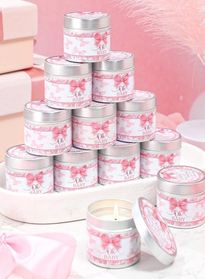 MTLEE 24 Pcs Bow Baby Shower Party Favors Candles Lavender Scented Baby Shower Favors for Guests Rustic Tealights Candles Gender Reveal Return Gifts Girl Boy(1.2 Oz, Pink) - Image 4