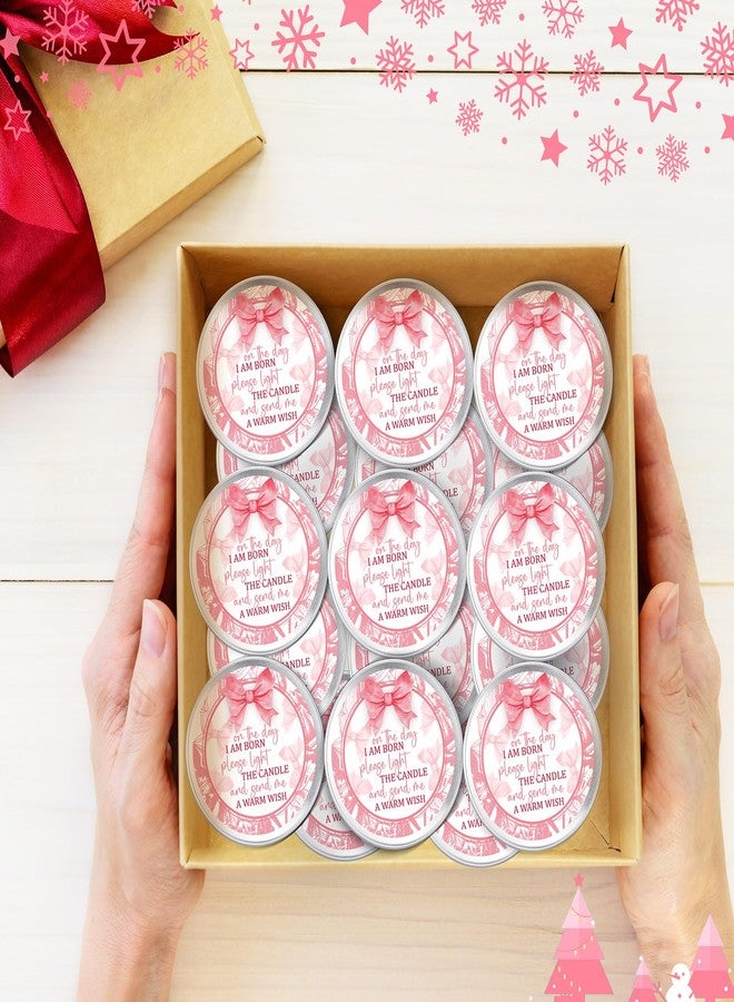 MTLEE 24 Pcs Bow Baby Shower Party Favors Candles Lavender Scented Baby Shower Favors for Guests Rustic Tealights Candles Gender Reveal Return Gifts Girl Boy(1.2 Oz, Pink) - Image 5