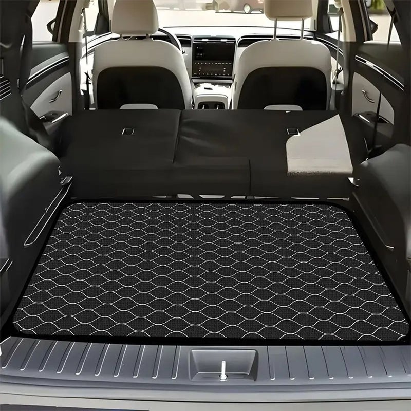 1pc Hexagon Grid Pattern Trunk Mat Easy To Clean Protective Liner For All Cars SUVs Trucks Interior Floor Mat Fashionable Contrast Durable Non Slip Backing - Image 3