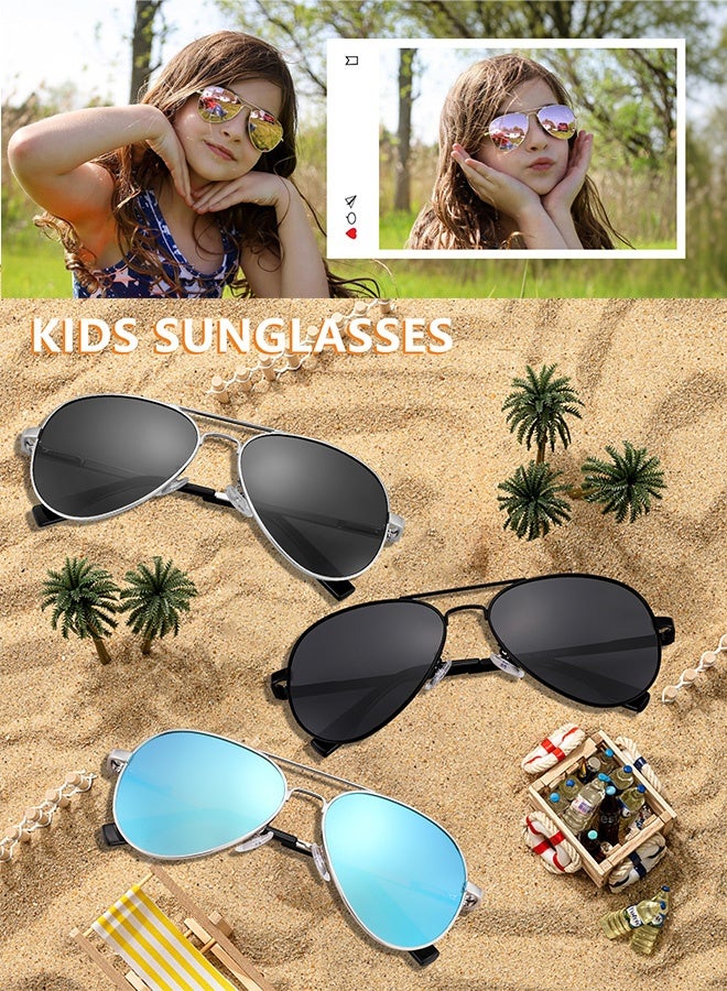 AZorb Polarised Aviator Kids Sunglasses for Boys Girls - Metal Frame Spring hinge Childrens Trendy Sun Glasses with UV400 Protection - Image 3