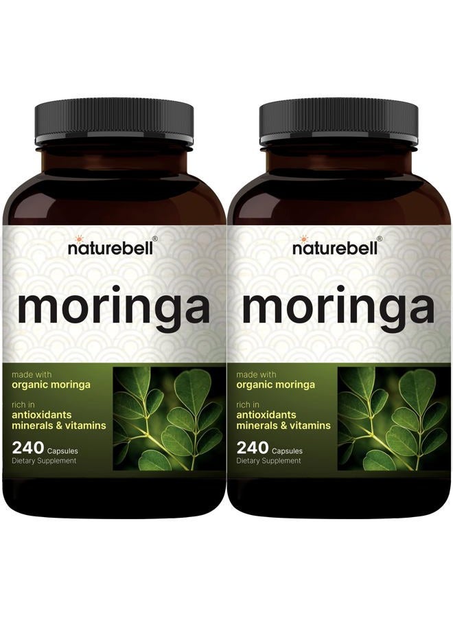 NatureBell Pure Moringa Capsules 8,000mg Per Serving (2 Pack) | Made with Moringa Powder Organic, 480 Capsules – Green Superfood, Skin Health, & Immune Support – Non-GMO, Gluten Free, 8 Month Supply - Image 1