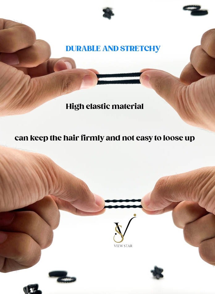 فيوستار مجموعة ربطات شعر فيوستار، 74 قطعة، لون أسود - أربطة مطاطية متينة ومشابك مخالب صغيرة للنساء والفتيات - لا تسبب التلف، ثبات قوي، صندوق تخزين مناسب للسفر - Image 4