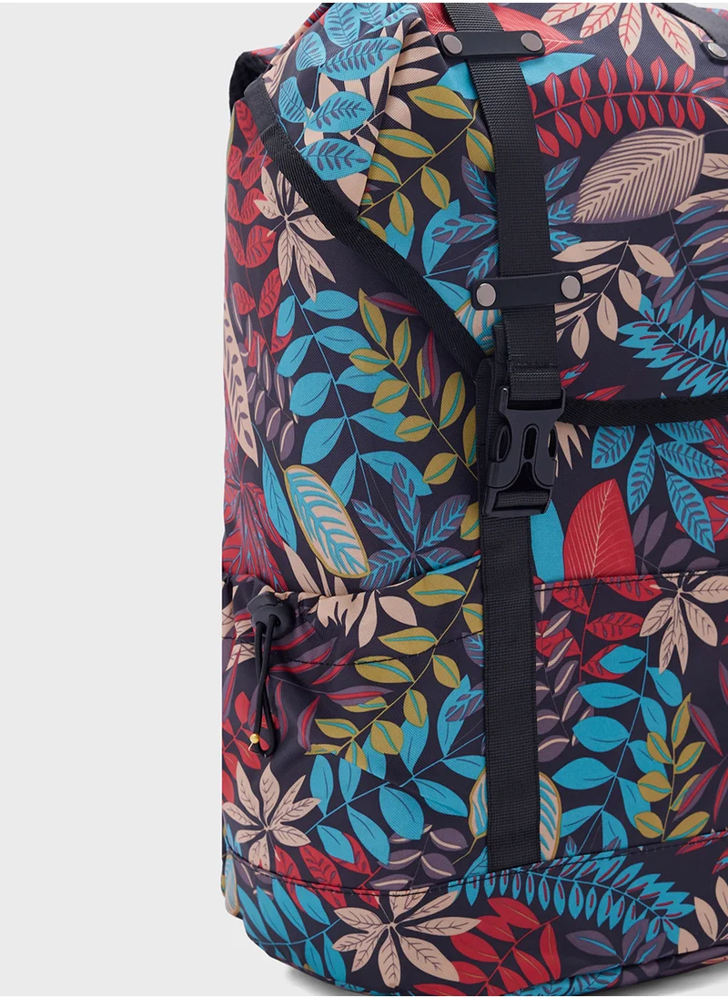 Seventy Five Casual Leaf Print Backpack