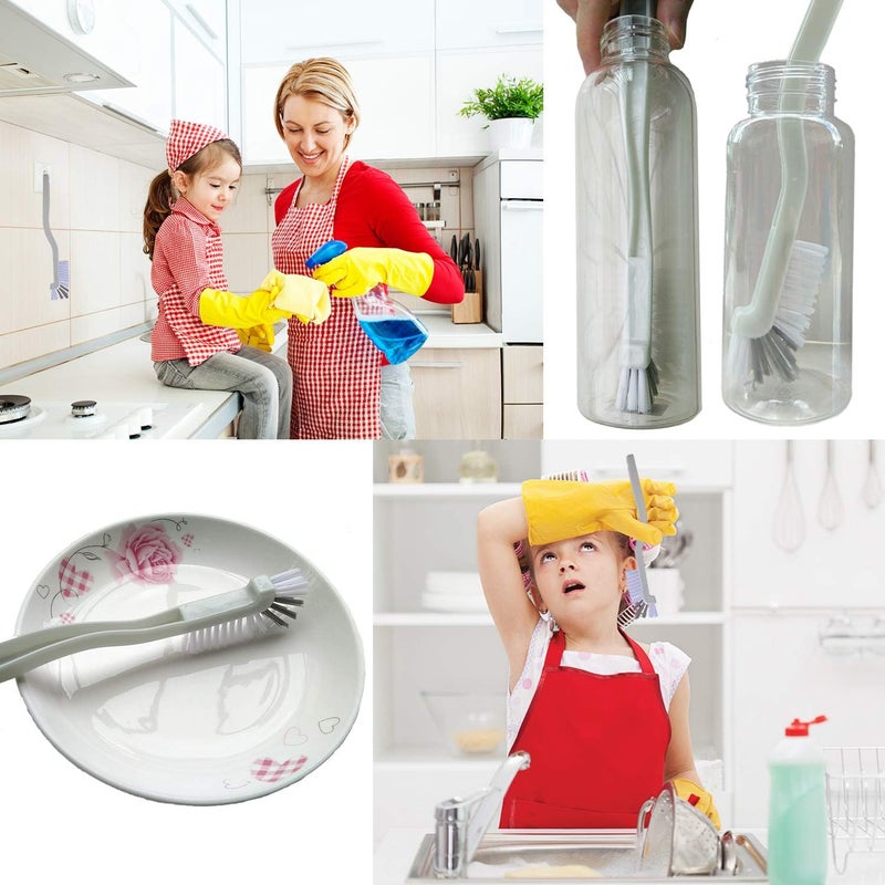 AncBace Dish Brush Kitchen Cleaning Brush Bottle Brush Bathroom Scrub Brushes Sink Household Pot Pan Edge Corners Tile Lines Brush with Stiff Bristles - Image 3
