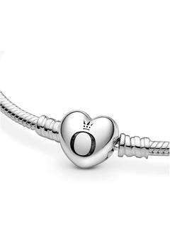 PANDORA Silver Bracelet with Heart Shaped Clasp  - Image 4