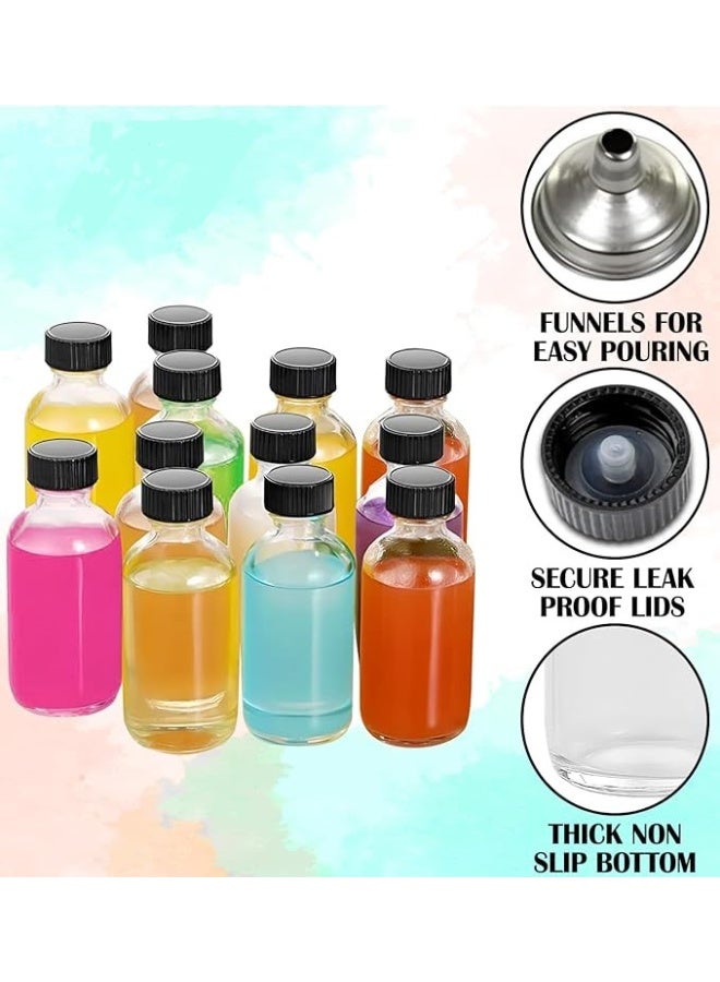 12 Pack 2 oz Small Clear Glass Bottles 3 stainless steel funnels strong lid Ginger shot Potion Juice 24 stickers Shots bottle boston Oils Bottle Glass Bottles Liquid Bottle 60ml - Image 2