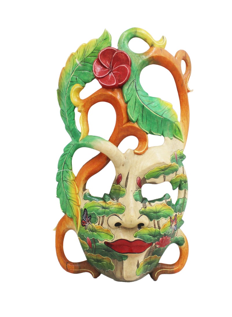 Antique Museum HANDMADE PAINTED WOODEN MASK CARVING WORK 33 CM 