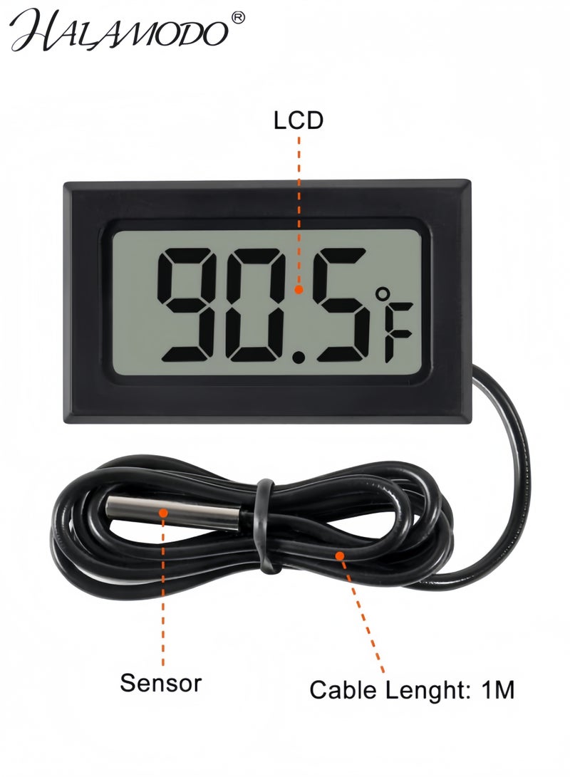 مقياس حرارة رقمي بشاشة LCD لمراقبة درجة الحرارة مع مسبار خارجي، مقياس حرارة رقمي بشاشة LCD للثلاجة، درجة حرارة الماء للثلاجة والفريزر والثلاجة وحوض السمك والحاضنة - Image 4