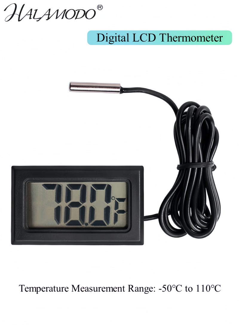 مقياس حرارة رقمي بشاشة LCD لمراقبة درجة الحرارة مع مسبار خارجي، مقياس حرارة رقمي بشاشة LCD للثلاجة، درجة حرارة الماء للثلاجة والفريزر والثلاجة وحوض السمك والحاضنة - Image 1