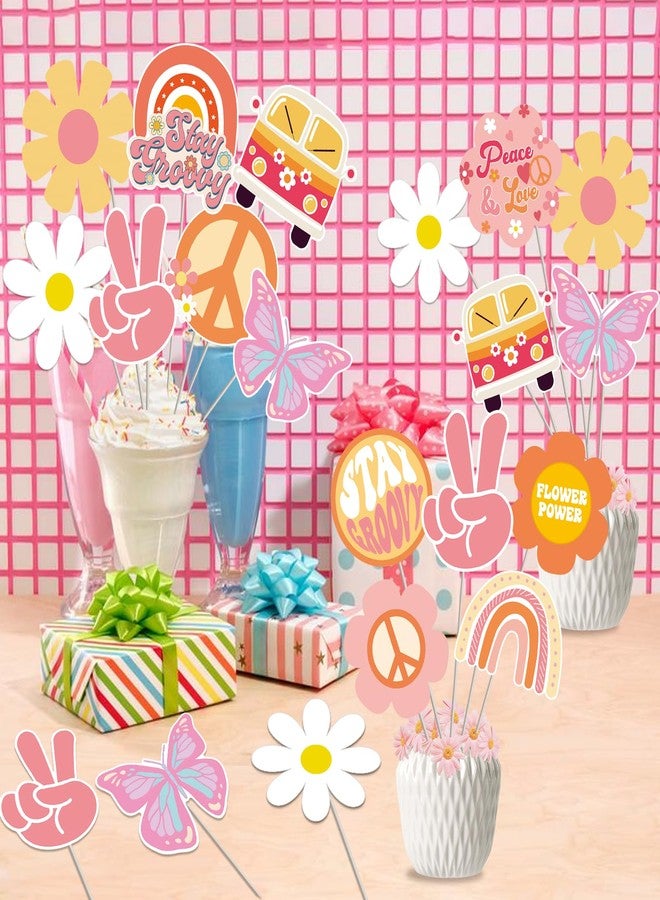 MZ.ogm 24Pcs Groovy Centerpieces for Table Groovy Party Decorations Groovy Birthday Decorations Hippie 60s Party Decorations - Image 3