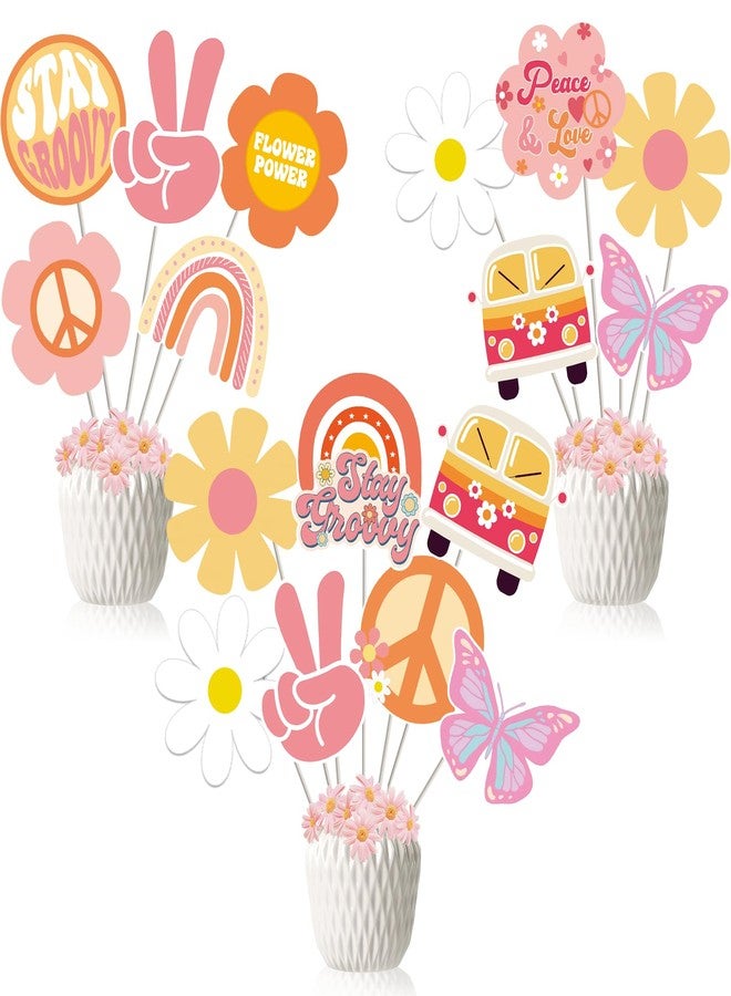 MZ.ogm 24Pcs Groovy Centerpieces for Table Groovy Party Decorations Groovy Birthday Decorations Hippie 60s Party Decorations - Image 1