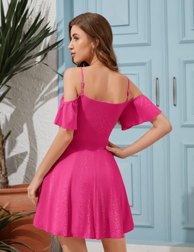 Meetjen Womens Tulle Prom Dresses for Teen Short Cocktail Off Shoulder Sweetheart Fairy Homecoming Dress Hot Pink S - Image 2