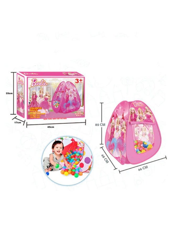 Barbie Children's Play Tent with 100 Ocean Balls – Barbie-Themed Foldable Kids Tent for Indoor & Outdoor Fun - Image 3