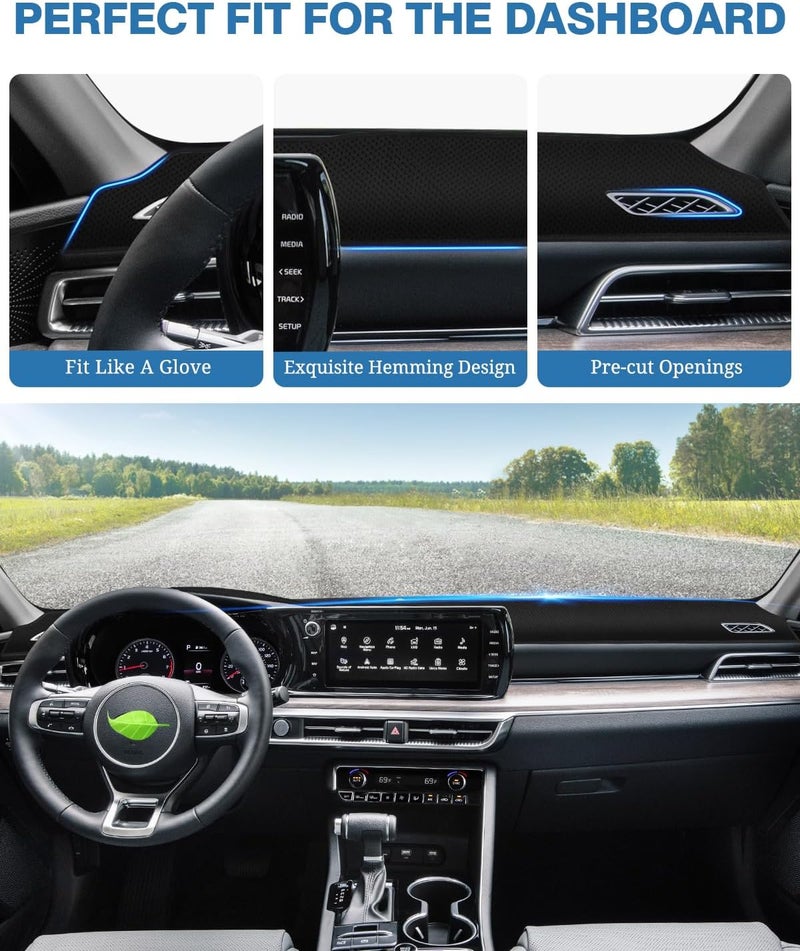FIILINES Reinforced edge Dash Cover Fit for Kia K5 2021 2022 2023 (Without HUD) Dashboard Mat Cover Sunshade Nonslip Mesh Protector No Glare Elegant practical multi-option build - Image 4