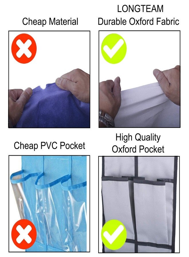 LONGTEAM Shoe Organizer Over the Door 12 Pockets Shoe storage for Bedroom Door Hanging Shoe Rack Bathroom Closet Storage (Gray-2 Pack) - Image 3