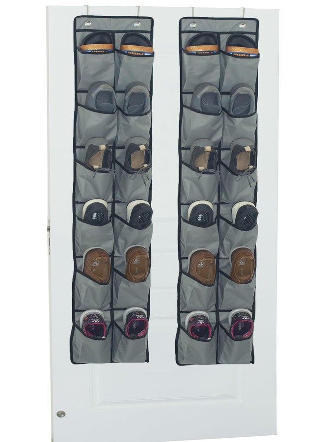 LONGTEAM Shoe Organizer Over the Door 12 Pockets Shoe storage for Bedroom Door Hanging Shoe Rack Bathroom Closet Storage (Gray-2 Pack) - Image 1