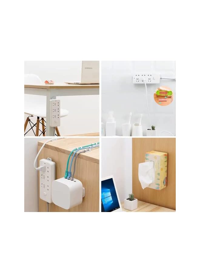 promass 4 Pcs Adhesive Power Strip Holder Cable Clips Punch-Free Plug Wall Fixer Self Adhesive Socket Organizer Desktop Fixer, Cable Management for Kitchen, Home And Office - Image 5