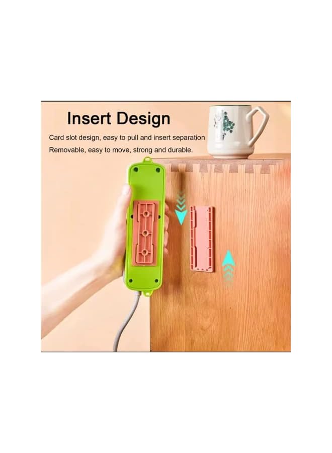 promass 4 Pcs Adhesive Power Strip Holder Cable Clips Punch-Free Plug Wall Fixer Self Adhesive Socket Organizer Desktop Fixer, Cable Management for Kitchen, Home And Office - Image 3
