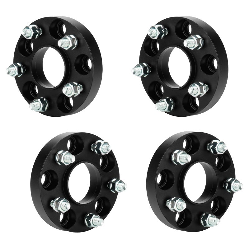 ILONPA 4pcs 5x45 1 inch 254mm Hubcentric Wheel Spacers with 671mm Bore for Hyundai Elantra Veloster Sonata Santa Fe Genesis Coupe Mazda 5 MX5 5x1143 M12x15 Thread 5 Lugs Wheel Adapters