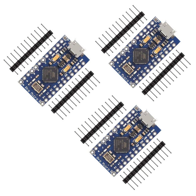 ACEIRMC Pro Micro for Atmega32U4 5V 16MHz Bootloadered IDE Micro USB Pro Micro Development Board Microcontroller Compatible for Pro Micro Serial Connection with arduino Pin Header (3pcs)