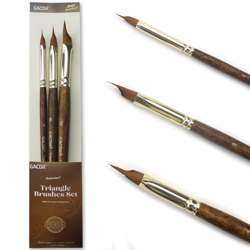 GACDR Wedge Paint Brushes for Watercolor,Oil, Acrylic, and Gouache Paint, Pointed Triangle Pinstriping Artist Brush Set with Short Handle - Image 1