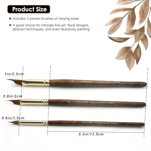 GACDR Wedge Paint Brushes for Watercolor,Oil, Acrylic, and Gouache Paint, Pointed Triangle Pinstriping Artist Brush Set with Short Handle - Image 2