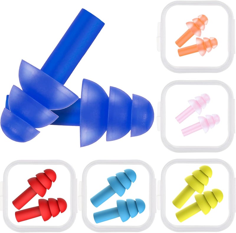 Bememo 6 Pairs Kids Adults Ear Plugs Swimming Noise Cancelling Reusable Earplugs for Sleeping and Swimming, 6 Assorted Colors(Fresh Colors) - Image 1