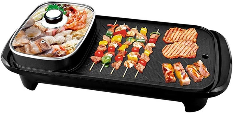 VBM VBM Korean Style 2 in 1 Multifunctional Nonstick/Electric BBQ Raclette Hotpot with Grill Pan (Black)  - Image 1