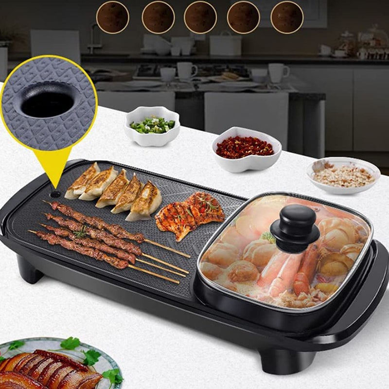 VBM VBM Korean Style 2 in 1 Multifunctional Nonstick/Electric BBQ Raclette Hotpot with Grill Pan (Black)  - Image 3