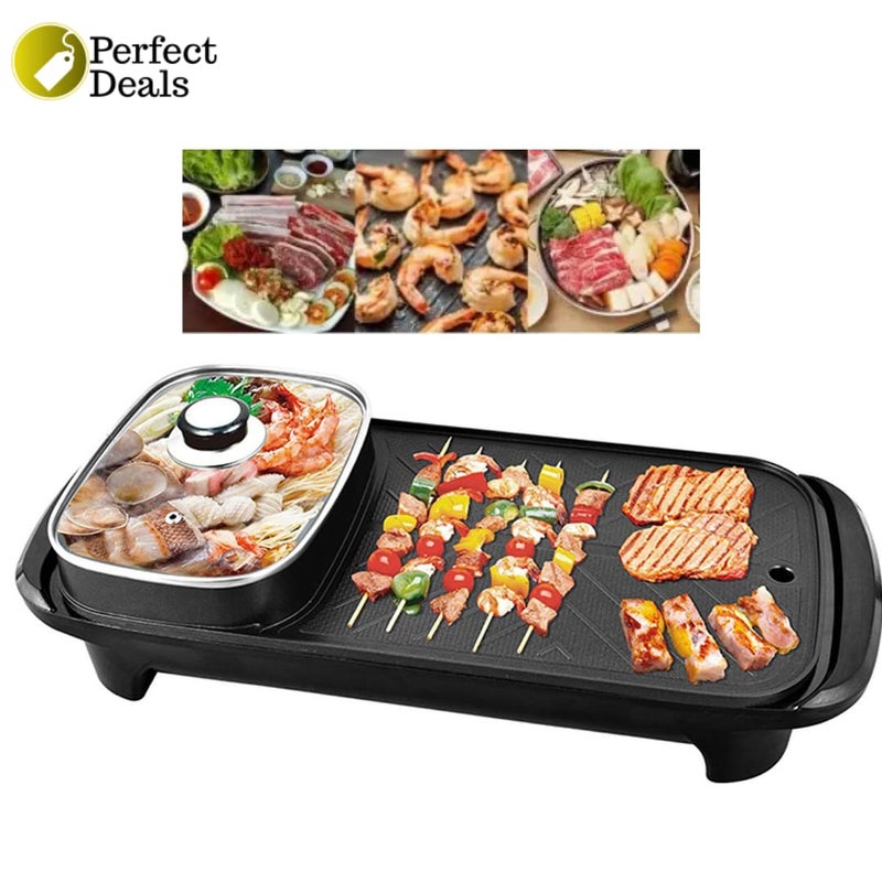VBM VBM Korean Style 2 in 1 Multifunctional Nonstick/Electric BBQ Raclette Hotpot with Grill Pan (Black)  - Image 5