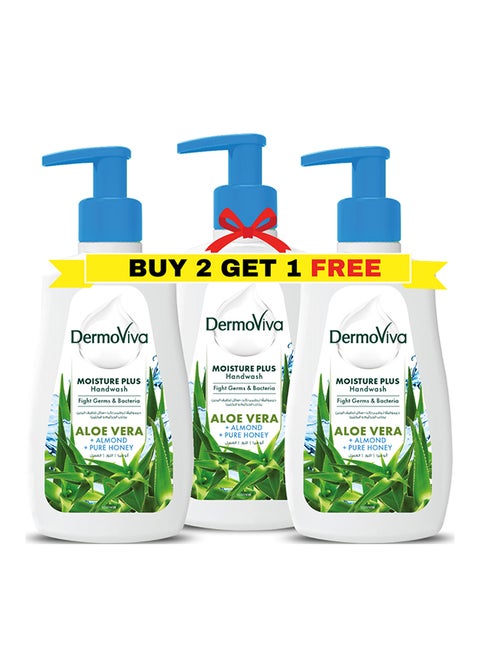 Moisture Plus Handwash With Aloe Vera, Almond And Pure Honey Extracts Pack Of 3