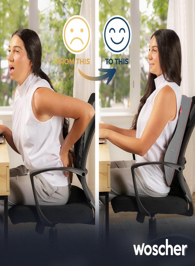 WOSCHER ® Breathable Mesh and Memory Foam Lumbar Support Car Back Cushion Pillow with Ergonomic Designed for Low Back Pain Relief, Orthopedic Backrest (Grey) - Image 4