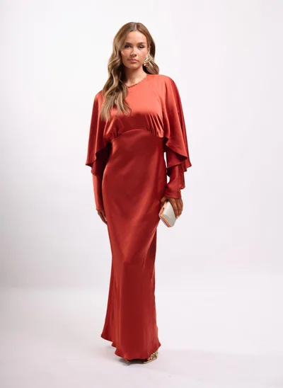 Faia BATWING CAPE MAXI IN RUST