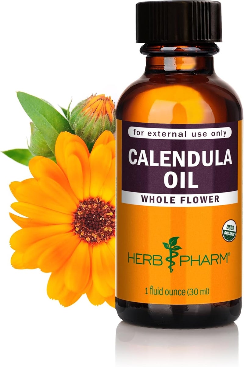 Herb Pharm Certified Organic Calendula Oil - 1 Ounce (30 ml) for Skin Soothing and Healing - Image 1