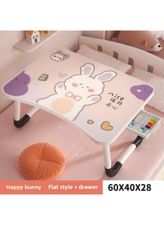 Children's Cartoon Bed Small Table Movable Study Desk Dormitory Students Reading And Writing Simple Bay Window Tattoo-Color:Style☆【60*40】happy Bunny [drawer]☆Thick Table Legs