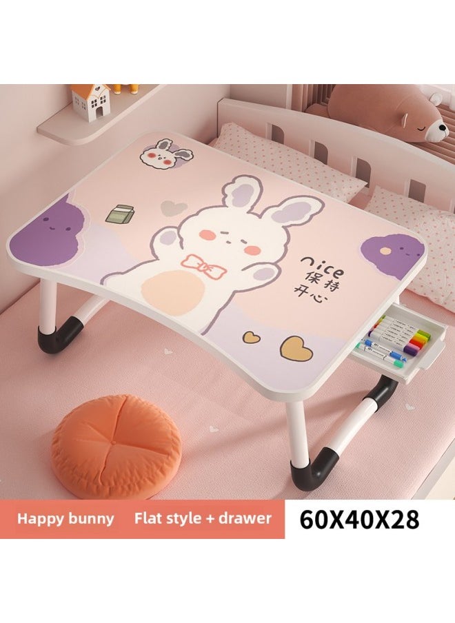 Generic - Children's Cartoon Bed Small Table Movable Study Desk Dormitory Students Reading And Writing Simple Bay Window Tattoo-Color:Style☆【60*40】happy Bunny [drawer]☆Thick Table Legs - Image 1