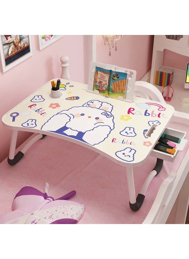 Generic - Children's Cartoon Bed Small Table Movable Study Desk Dormitory Students Reading And Writing Simple Bay Window Tattoo-Color:Style☆【60*40】happy Bunny [drawer]☆Thick Table Legs - Image 1
