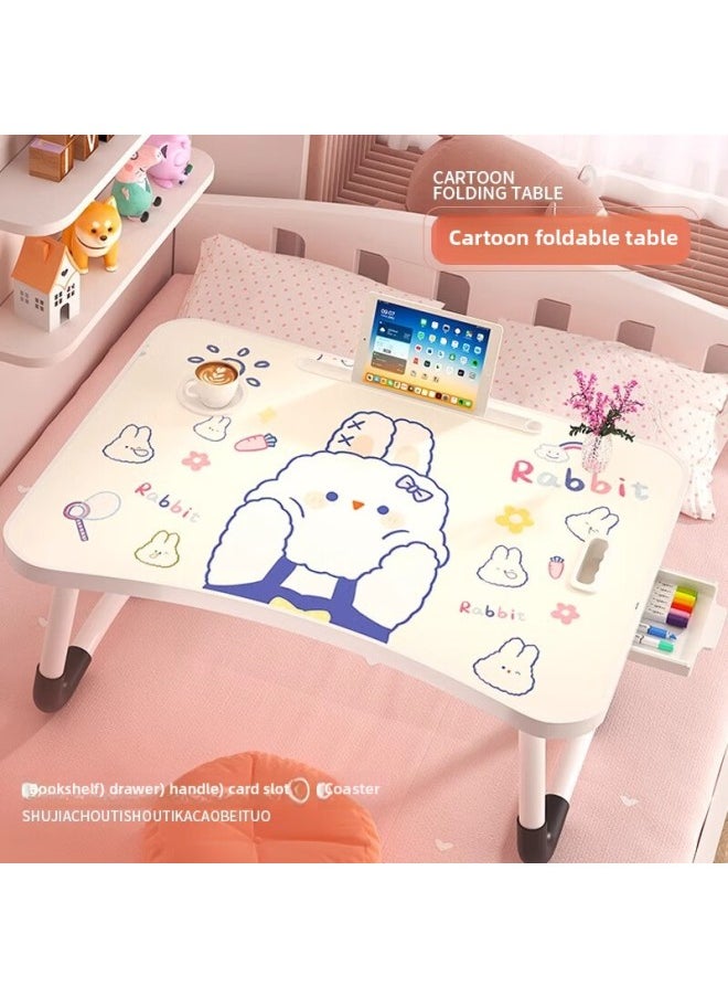 Generic - Children's Cartoon Bed Small Table Movable Study Desk Dormitory Students Reading And Writing Simple Bay Window Tattoo-Color:Style☆【60*40】happy Bunny [drawer]☆Thick Table Legs - Image 1
