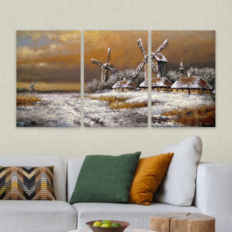 ماركتنا ثلاث لوحات قماشية فخمة بتصميم مودرن مع برواز مجوف مقاس (120×60) ثلاث قطع - Image 1